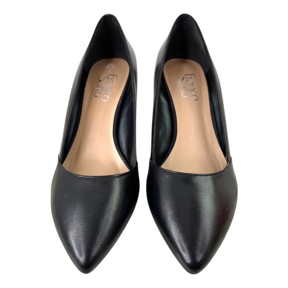 FRANCO SARTO Frankie Wedge Pump in Black Leather Women’s Sz. 7W Pointed Toe Heel - Picture 6 of 13